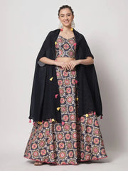 Navy Blue Chinon Silk Lehenga Choli – Festive & Party Wear