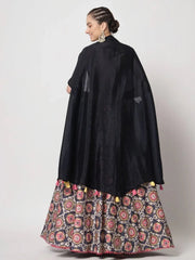 Navy Blue Chinon Silk Lehenga Choli – Festive & Party Wear