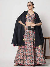 Navy Blue Chinon Silk Lehenga Choli – Festive & Party Wear