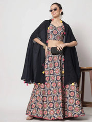 Navy Blue Chinon Silk Lehenga Choli – Festive & Party Wear