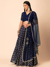 Navy Blue Georgette Lehenga Choli – Zari & Sequin Embroidery