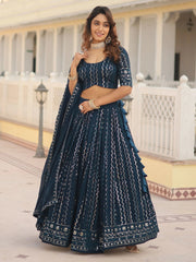 Navy Blue Sequins Georgette Lehenga Choli – Sangeet & Party Wear