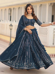Navy Blue Sequins Georgette Lehenga Choli – Sangeet & Party Wear