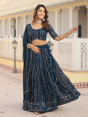 Navy Blue Sequins Georgette Lehenga Choli – Sangeet & Party Wear