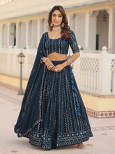 Navy Blue Sequins Georgette Lehenga Choli – Sangeet & Party Wear