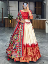 Off-White & Red Patola Printed Silk Lehenga Choli – Foil Work Festival Wear