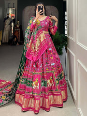 Pink Gaji Silk Digital Printed Festival Lehenga Choli