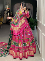 Pink Gaji Silk Digital Printed Festival Lehenga Choli