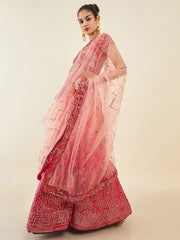 Pink Sequins Art Silk Lehenga Choli for Festivals & Weddings