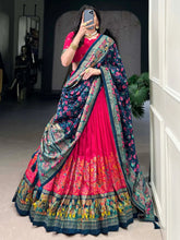 Pink Tussar Silk Lehenga Choli – Elephant & Peacock Digital Foil Print