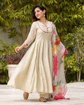 Beige Patchwork Suit Set