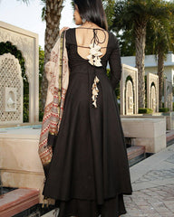 Black Backless Suit Set