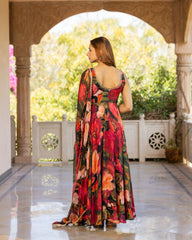 Black Aquarelle Floral Suit Set