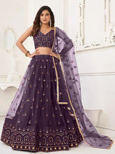 Purple Butterfly Net Lehenga Choli – Embroidered & Sequined Festival Wear