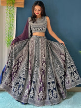 Purple Georgette Lehenga Choli – Sequins & Zari Embroidered Wedding Wear