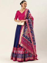 Ravishing Royal Blue & Pink Tussar Silk Navratri Lehenga Choli