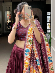 Rocking Maroon Patola Print Dola Silk Festival Wear Lehenga Choli