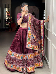 Rocking Maroon Patola Print Dola Silk Festival Wear Lehenga Choli