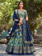 Sage Green Tussar Silk Lehenga Choli with Kalamkari Print & Foil Work – Elegant Ethnic Wear