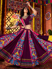 Vibrant Viscose Cotton Lehenga Choli with Digital Print, Embroidery & Mirror Work