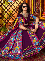 Vibrant Viscose Cotton Lehenga Choli with Digital Print, Embroidery & Mirror Work