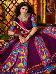 Vibrant Viscose Cotton Lehenga Choli with Digital Print, Embroidery & Mirror Work