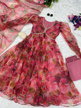 Elegant Organza Silk Fully Stitched Anarkali Suit with Digital Printed Lace Dupatta – Party & Function Wear