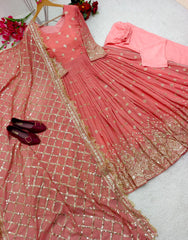 Heavy Fox Georgette Anarkali Suit with 5mm Sequins Embroidery – Elegant 3-Piece Party Set