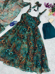 Pure Organza Silk Digital Print Anarkali Suit with Lace Border – Festival & Party Wear