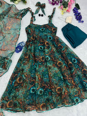 Pure Organza Silk Digital Print Anarkali Suit with Lace Border – Festival & Party Wear