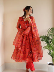 Organza Silk Anarkali Gown Set