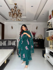 Pure Georgette Silk Digital Printed Anarkali Suit with Lace Border – Function & Party Wear