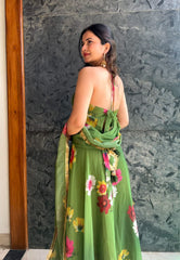 Georgette Anarkali Gown with Printed Dupatta