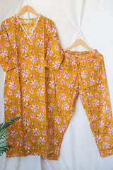 Mustard Bloom Slim Fit Suit Set - Sukoon 10.0