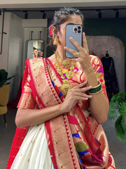 White Jacquard Silk Zari Lehenga Choli