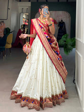 White Jacquard Silk Zari Lehenga Choli