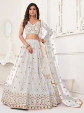 White Sequins Net Lehenga Choli with Dupatta – Festival & Wedding Wear