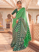 Adorable Green Digital Printed Silk Casual Wear Saree With Blouse