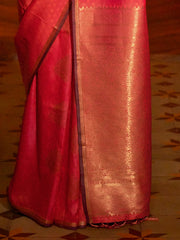 Adorable Pink Zari Weaving Silk Event Wear Saree With Blouse