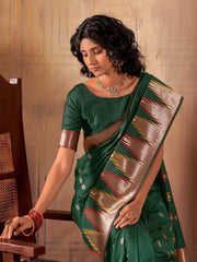 Alluring Green Weaving Silk Festive Wear Saree With Blouse