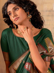 Alluring Green Weaving Silk Festive Wear Saree With Blouse