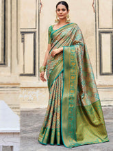 Alluring Green Zari Weaving Silk Festive Wear Saree With Blouse