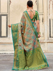 Alluring Green Zari Weaving Silk Festive Wear Saree With Blouse
