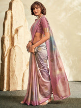 Alluring Pink Thread Work Silk Reception Wear Saree With Blouse