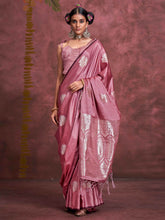 Alluring Pink Zari Weaving Silk Traditional Saree With Blouse