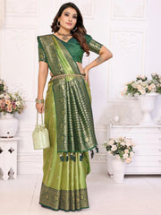 Bewitching Green Zari Weaving Banarasi Silk Evening Wear Saree