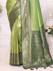 Bewitching Green Zari Weaving Banarasi Silk Evening Wear Saree