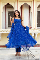 Exclusive Digital Printed Organza Silk Anarkali Suit with Lace Border Dupatta