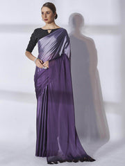 Enticing Purple Chiffon Party Wear Plain Saree With Blouse