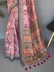 Fancified Multi-Color Digital Printed Cotton Function Wear Saree With Blouse
